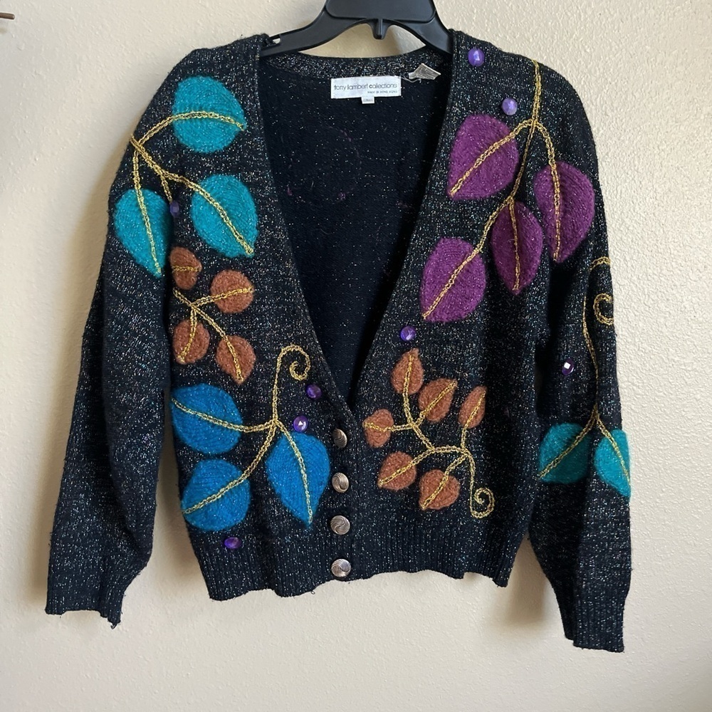 Vintage 90s Tony Lambert Collections Women’s Large Cardigan Silk Wool Angora